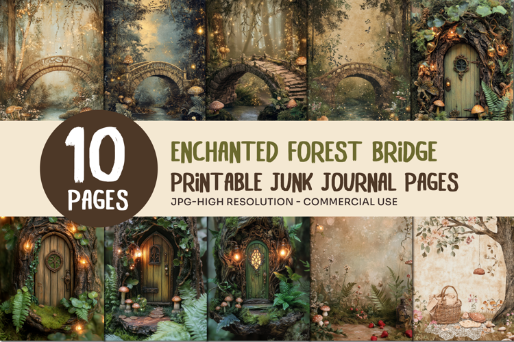 Enchanted Forest Bridge Junk Journal Pages