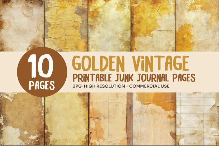 Golden Vintage Junk Journal Pages