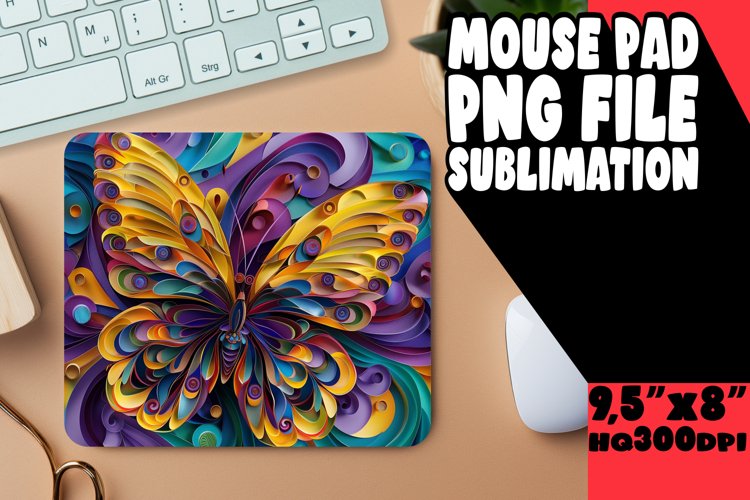 Colorful 3D Butterfly Sublimation Pad - Spring Theme