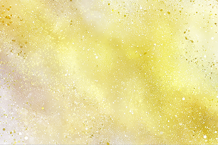 Yellow background with white and gold specks and a soft