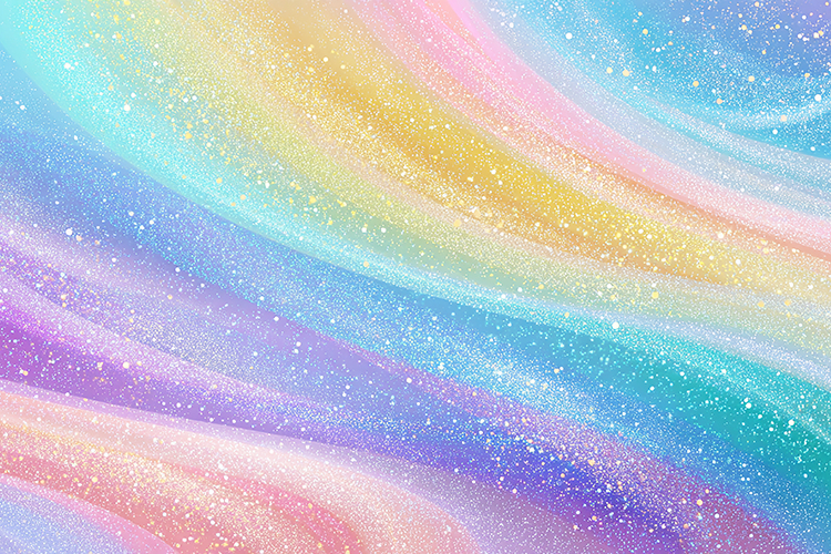 Background with swirling rainbow hues and sparkling glitter