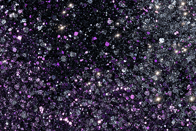 Purple and silver glitter background with a black base
