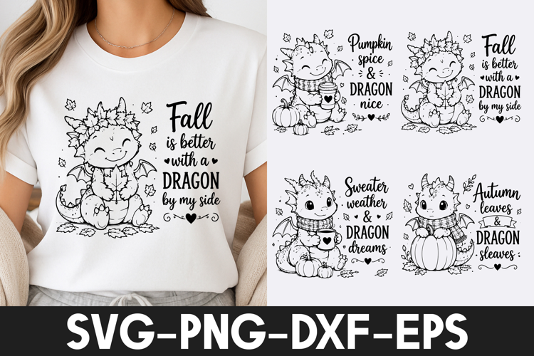 Cute Autumn Baby Dragon SVG PNG