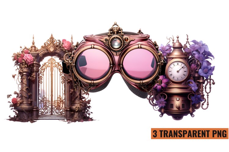 Steampunk Pink Style Sublimation Clipart
