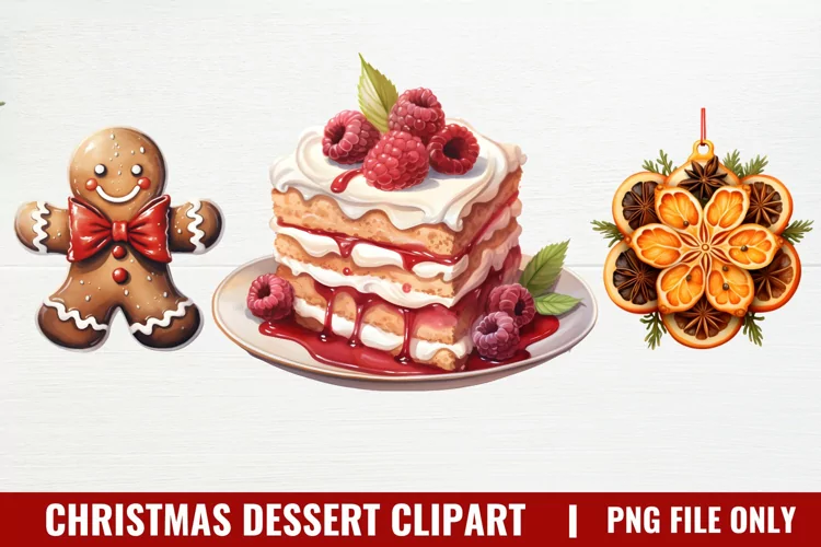 Christmas Dessert Clipart Sublimation, Dessert Clipart