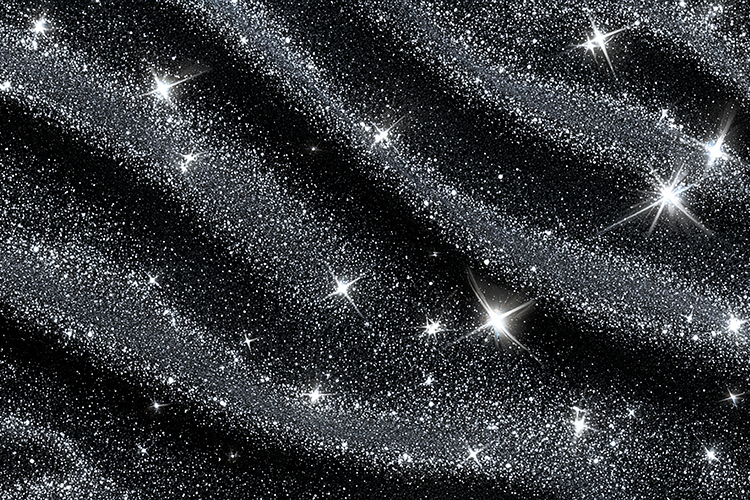 Black & white starry night sky with sparkling glitter