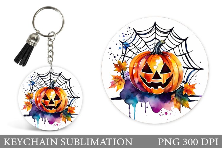 Halloween Pumpkin Keychain. Halloween Tree Keychain Design