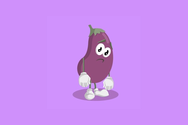 Eggplant Logo mascot sad pose example image 1
