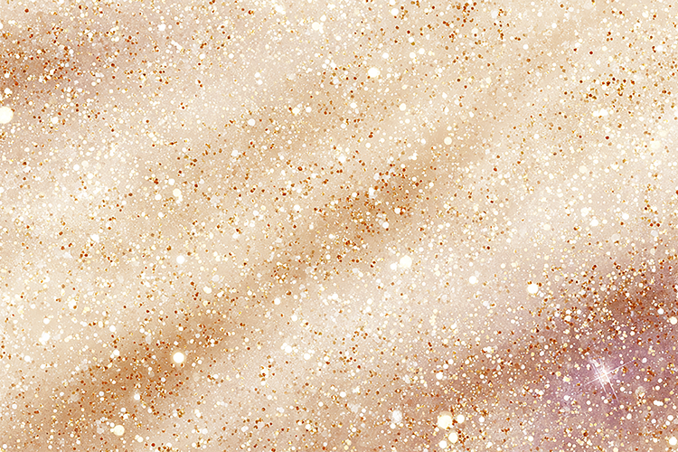 A sparkling beige background with gold and white glitter