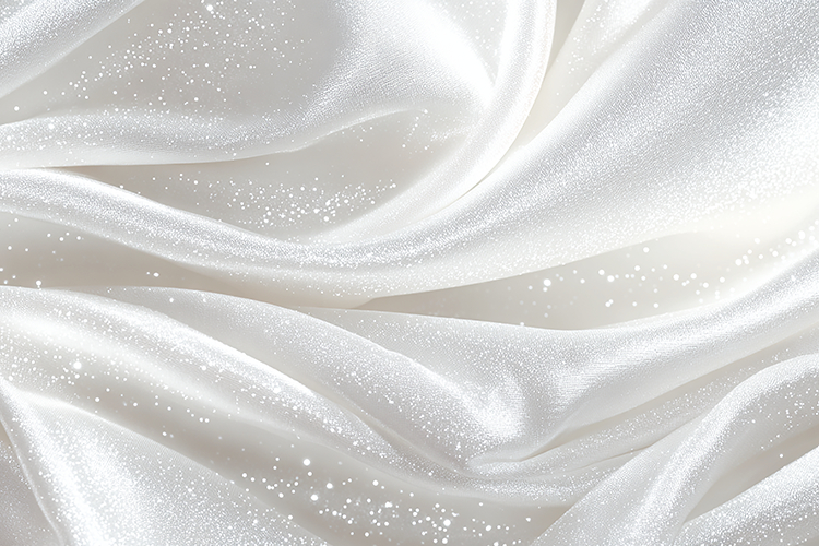 White glitter fabric with a smooth shiny texture