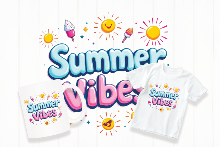 Summer vibes typography png