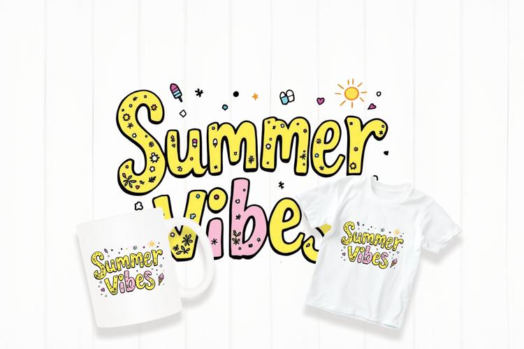 Summer vibes typography png