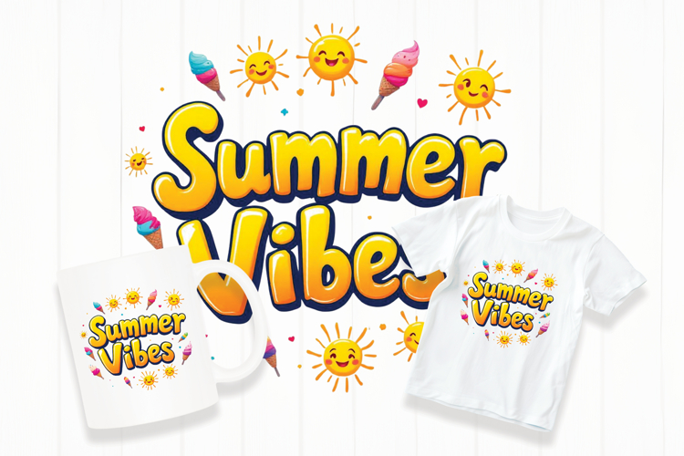 Summer vibes typography png