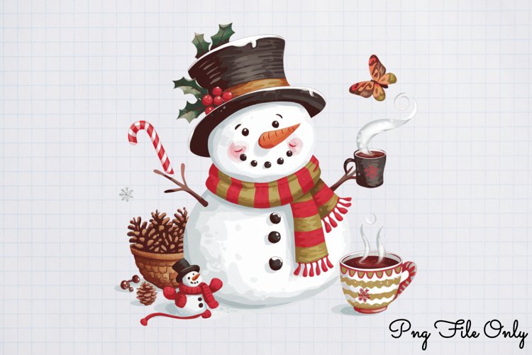 Winter Snowman Christmas Clipart PNG
