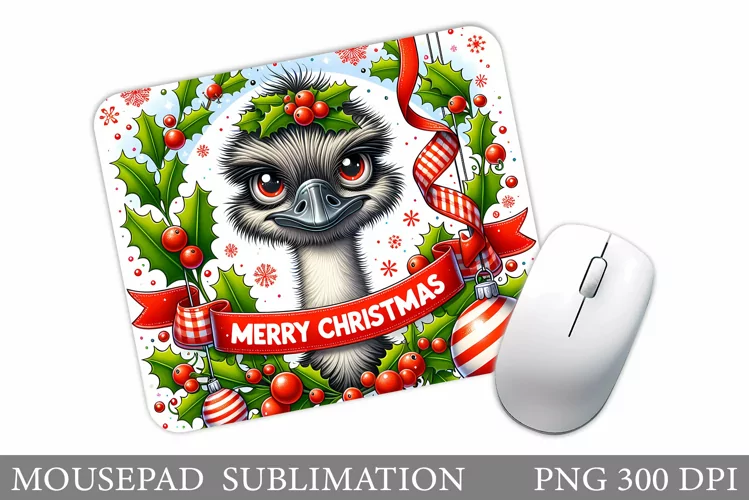 Ostrich Mouse Pad Sublimation. Christmas Mouse Pad Design