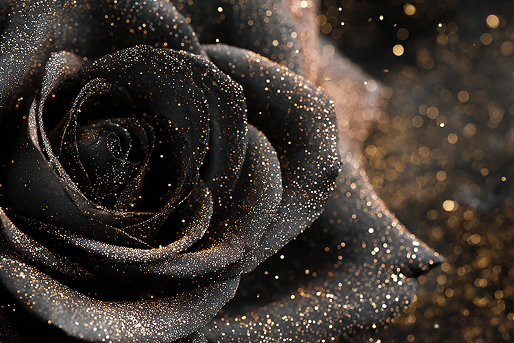 Black rose covered in glitter & sparkles