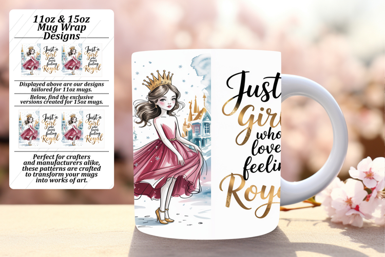 Stylish 11oz Mug Wrap Png Design , Just A Girl