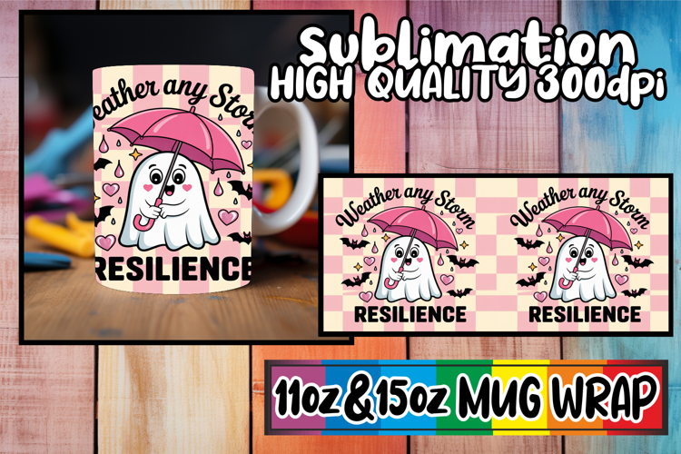 Delightful sips 11oz 15oz mug wrap, Ghost Cancer