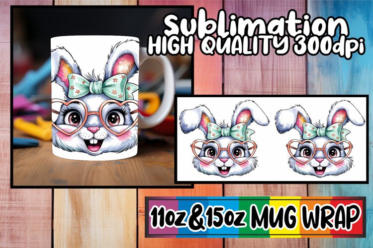 Blissful evenings 11oz 15oz sublimation wrap, Easter Bunny