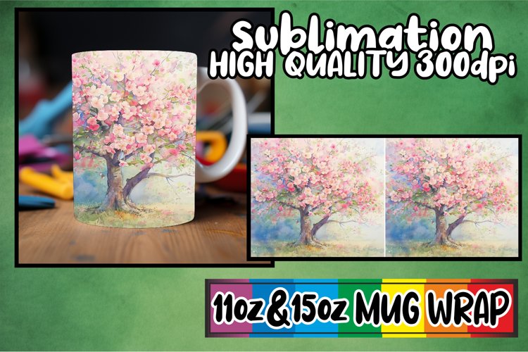 Springtime Tree Mug Sublimation Wrap example image 1