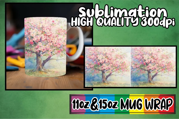 Springtime Tree Mug Sublimation Wrap