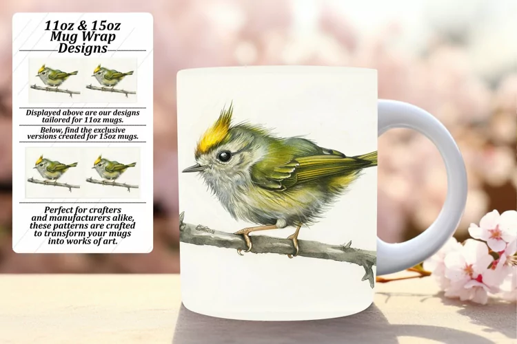 Watercolor Birds on Branches Wrap 11oz/15oz Mug Sublimation