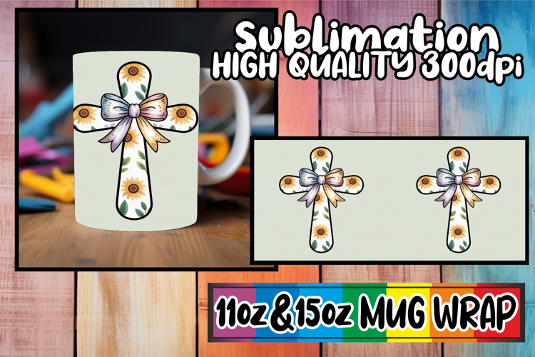 Breathtaking style sublimation 11oz 15oz mug wrap, Cross and