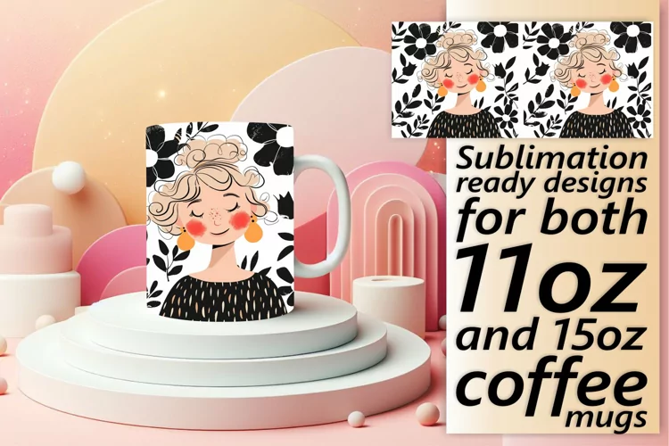 Watercolor Flower Portrait Mug Wrap Sublimation 11oz/15oz