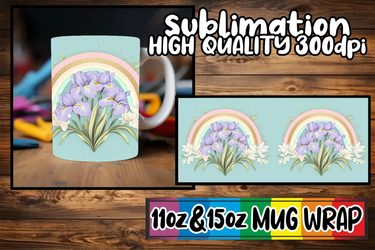 Playful evenings 11oz 15oz sublimation wrap, Flower