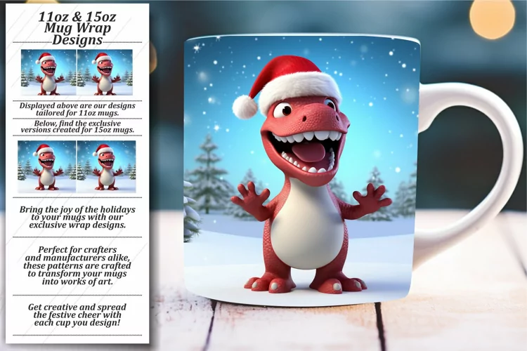 Vibrant Seasonal Charm: Holiday Mug Wrap Design