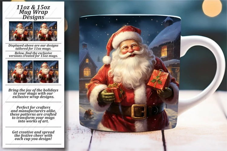 Vibrant Seasonal Charm: Holiday Mug Wrap Design