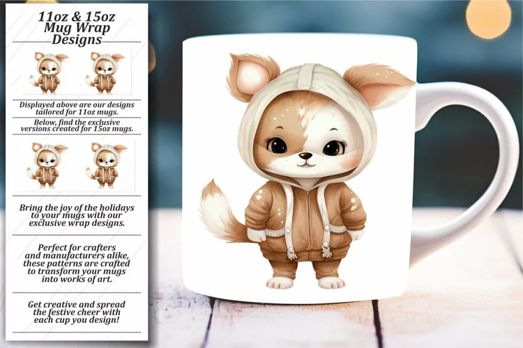 Cheerful Holiday Animals Mug Wrap