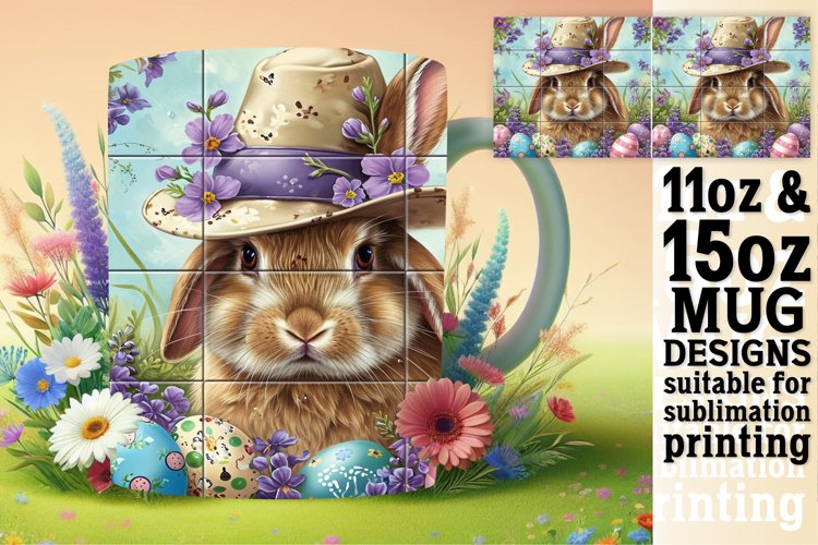 Colorful Springtime Bunny Mug Design