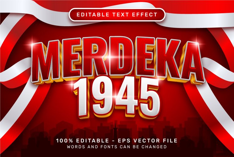 merdeka 1945 3d text effect and editable text effec example image 1