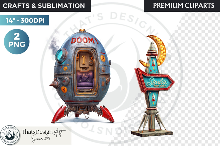 Cute Space Astronaut Clipart, Retro Space Adventure PNG