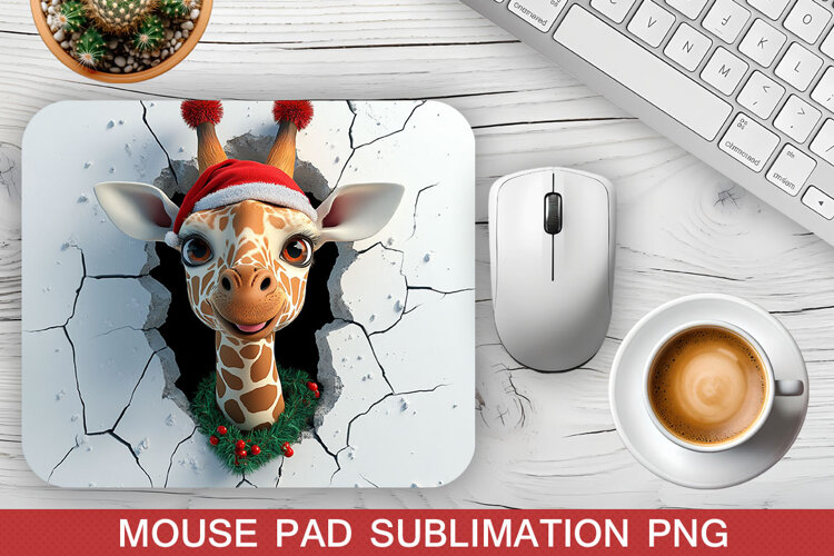 Christmas Giraffe Mouse Pad Sublimation -Christmas Mouse Pad example image 1
