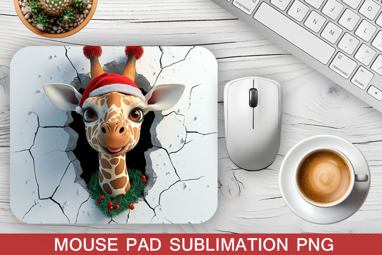 Christmas Giraffe Mouse Pad Sublimation -Christmas Mouse Pad