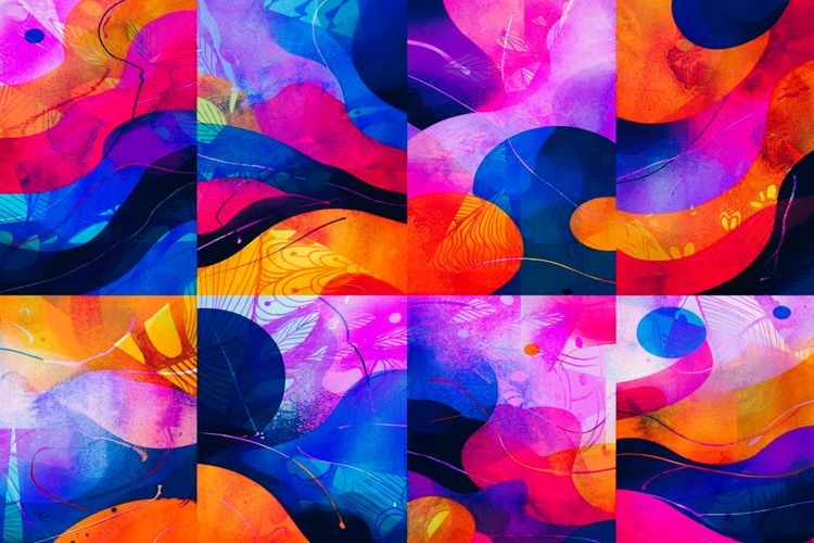 Psychedelic abstract hand drawing and digital image