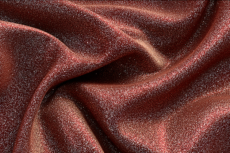 red fabric with a glittery texture and smooth folds