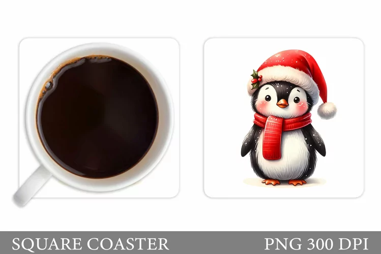 Cute Penguin Coaster Design. Cute Penguin Sublimation