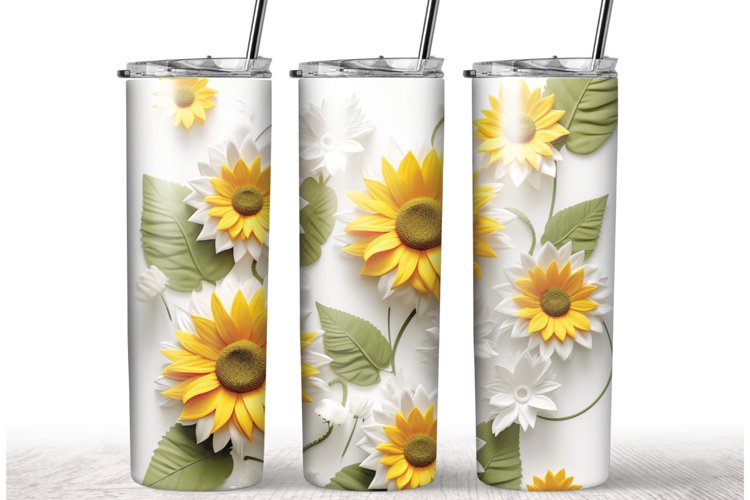 3D Sunflower 20 oz Tumble Sublimation Wrap