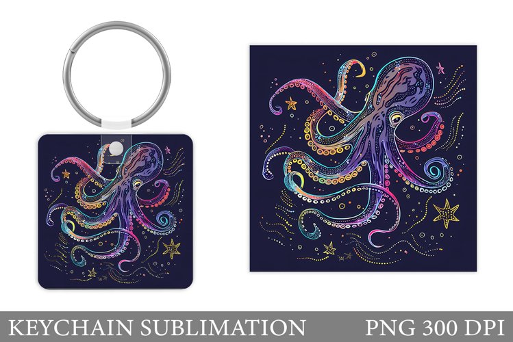 Octopus Keychain Design. Octopus Sublimation example image 1