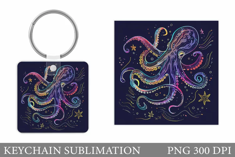 Octopus Keychain Design. Octopus Sublimation