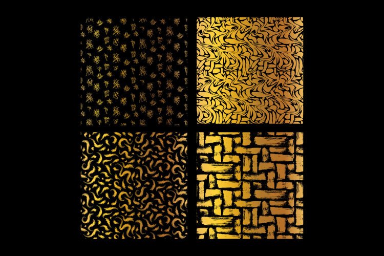 Gold Organic Grunge Seamless Patterns 4 Designs example image 1
