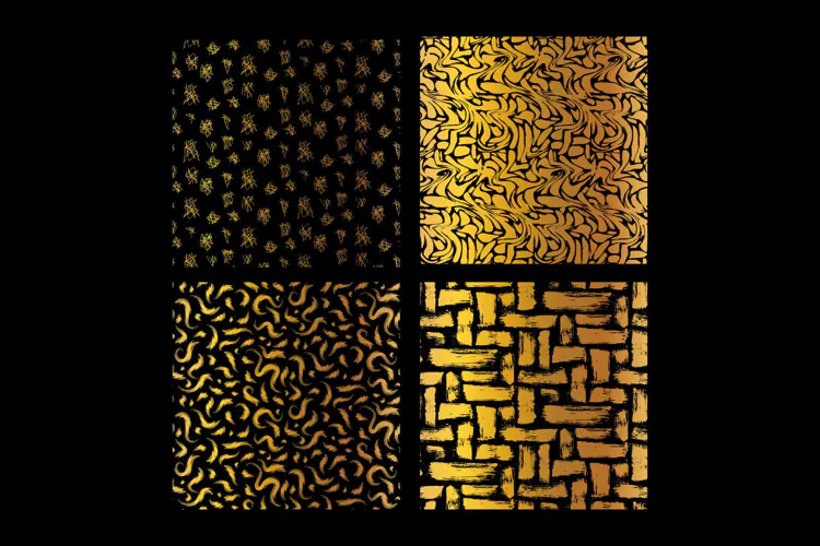 Gold Organic Grunge Seamless Patterns 4 Designs