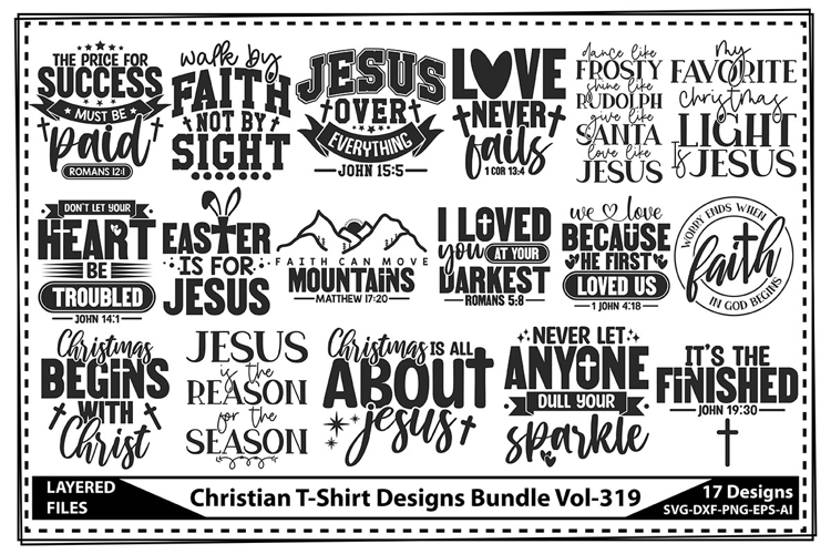 Christian T-Shirt Designs Bundle, Jesus God Svg