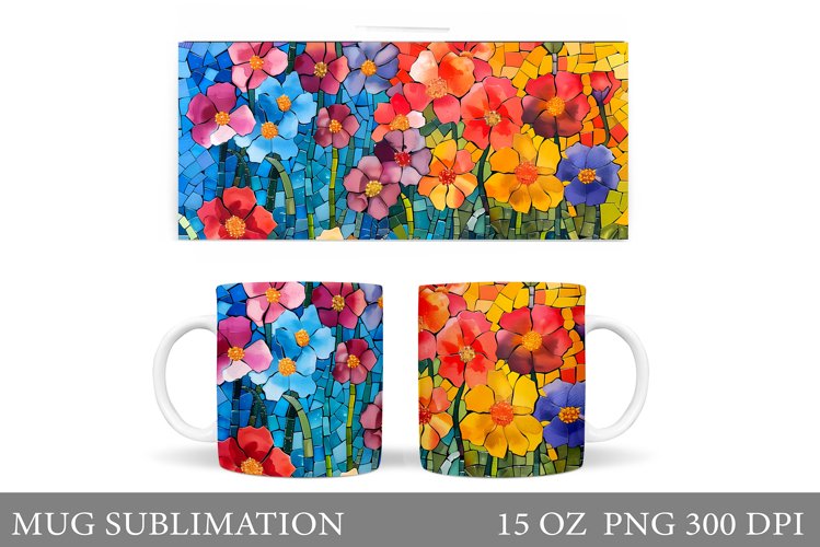 Flowers Mug Sublimation. Flowers Mug Wrap Design