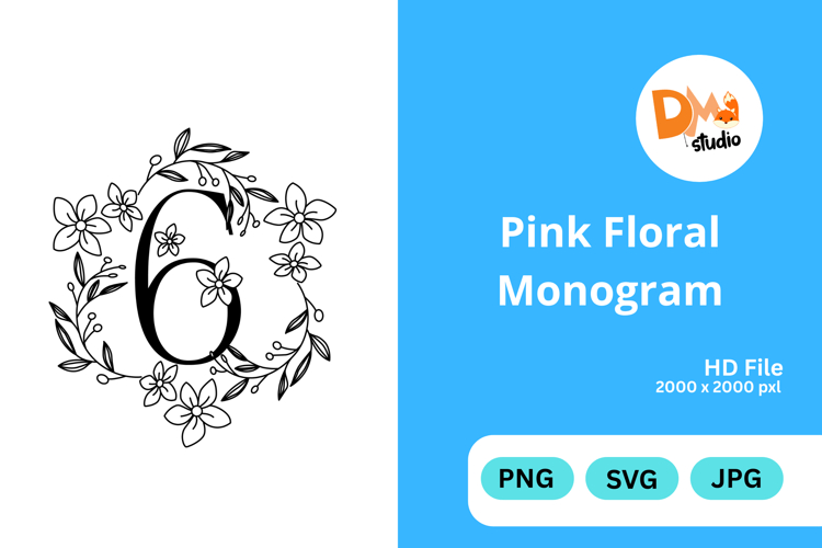 Pink Floral Monogram