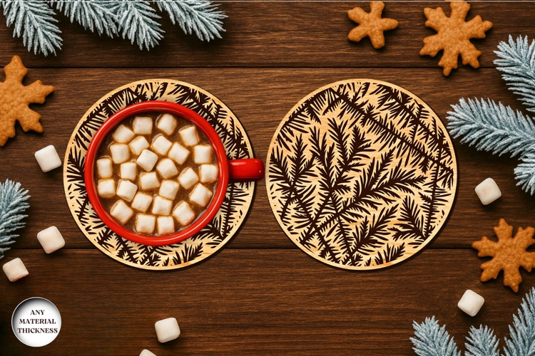 Frost Pattern Coffee Coaster Laser Cut | Drink Coaster | SVG