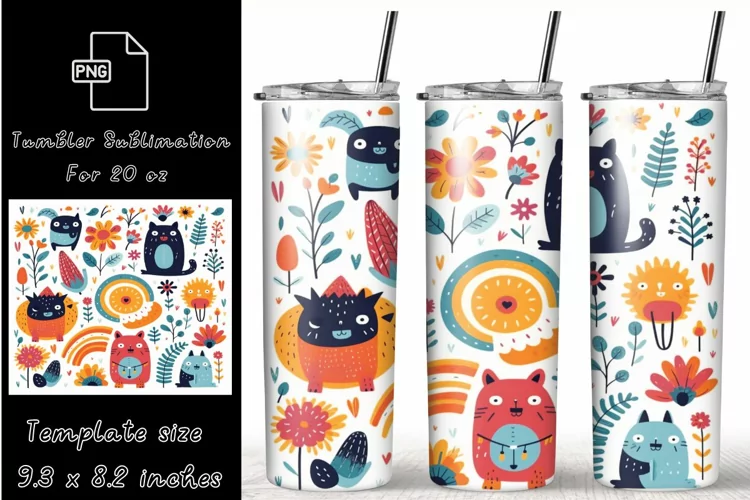 Boho Flowers 20 oz Tumbler Wrap Sublimation